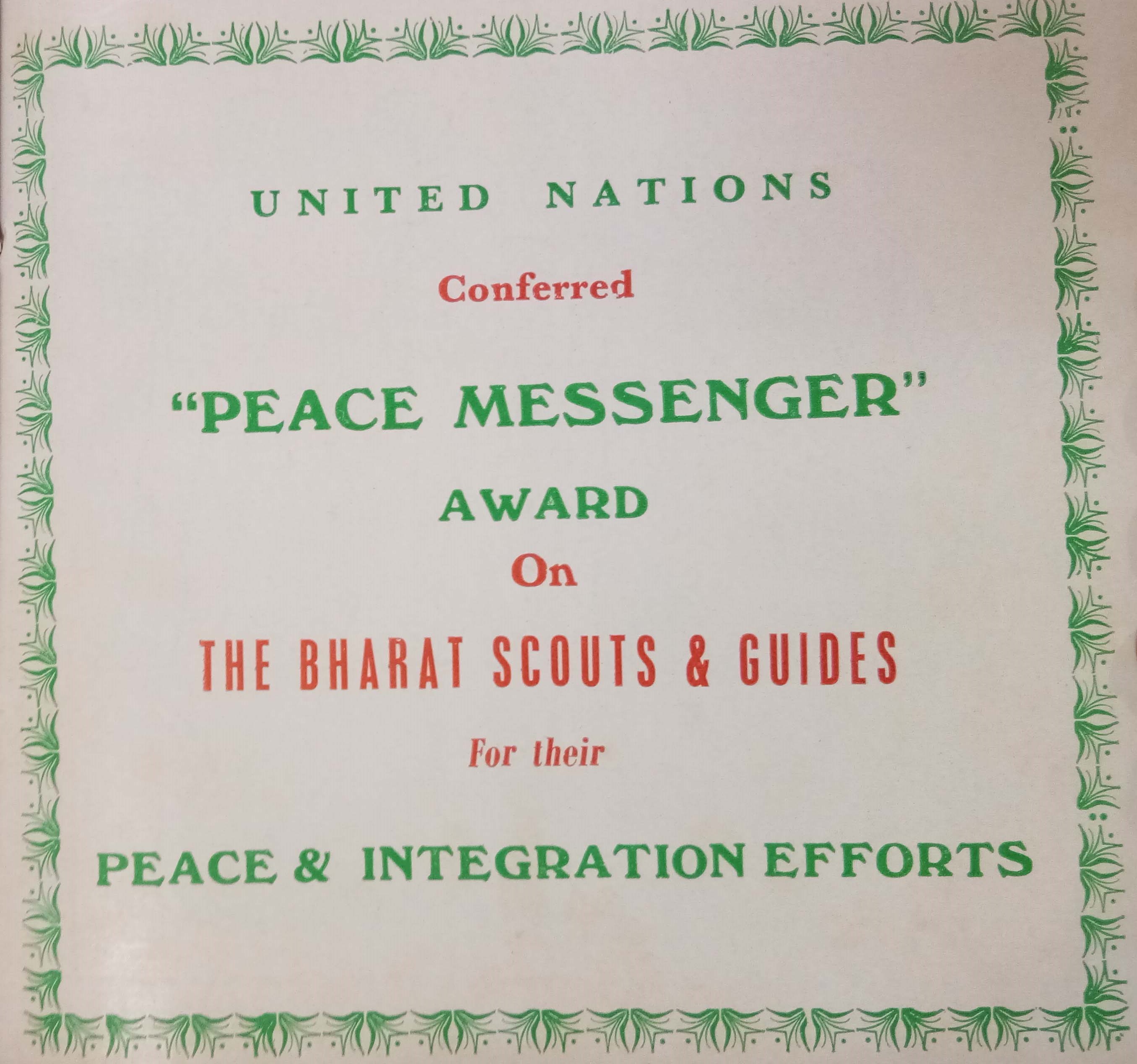 Peace Messenger Award given by UN General Assembly